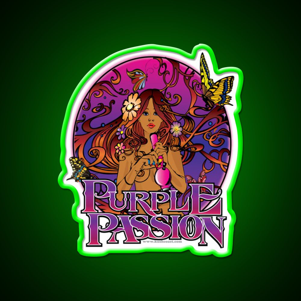 Purple Passion Strain Art Hemp Inspired Green Leaf Led Neon Sign Rgb Color - LED neon sign view 8