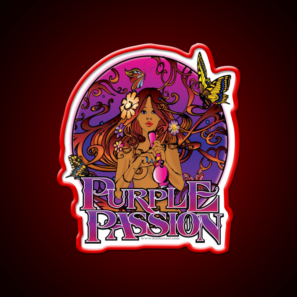 Purple Passion Strain Art Hemp Inspired Green Leaf Led Neon Sign Rgb Color - Shineneon