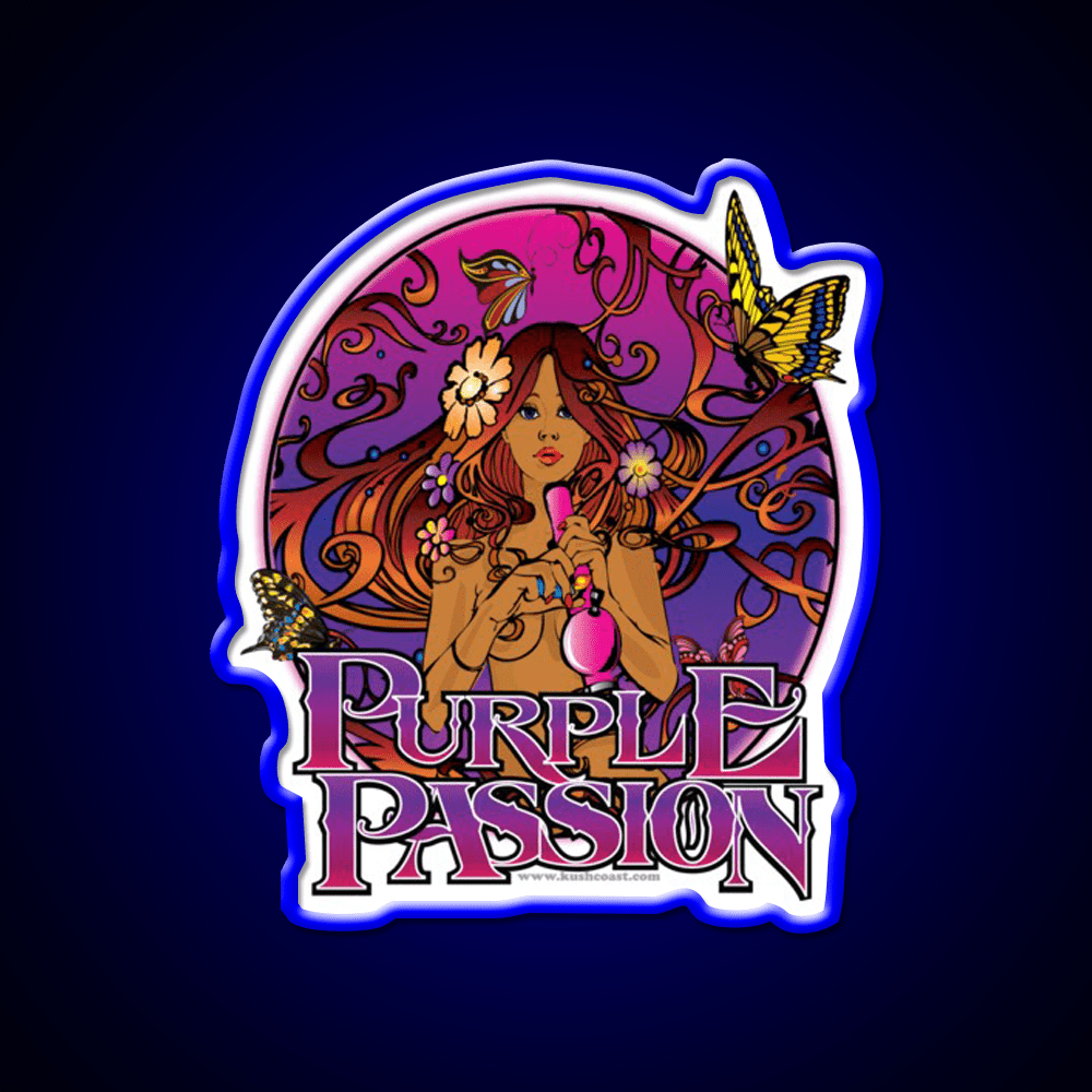 Purple Passion Strain Art Hemp Inspired Green Leaf Led Neon Sign Rgb Color - Shineneon
