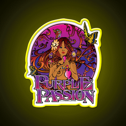 Purple Passion Strain Art Hemp Inspired Green Leaf Led Neon Sign Rgb Color - Custom LED neon sign front view