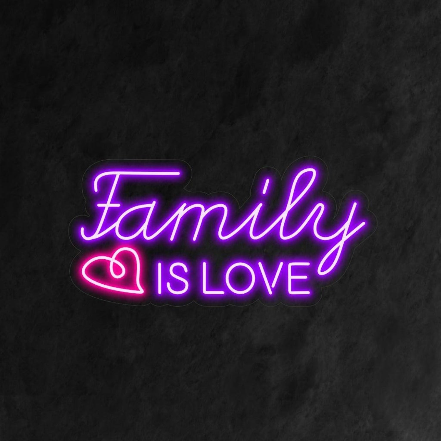 Purple-Pink Family Love Heart Led Neon Sign For Home Decor And Cafe Wall Art | Shineneon