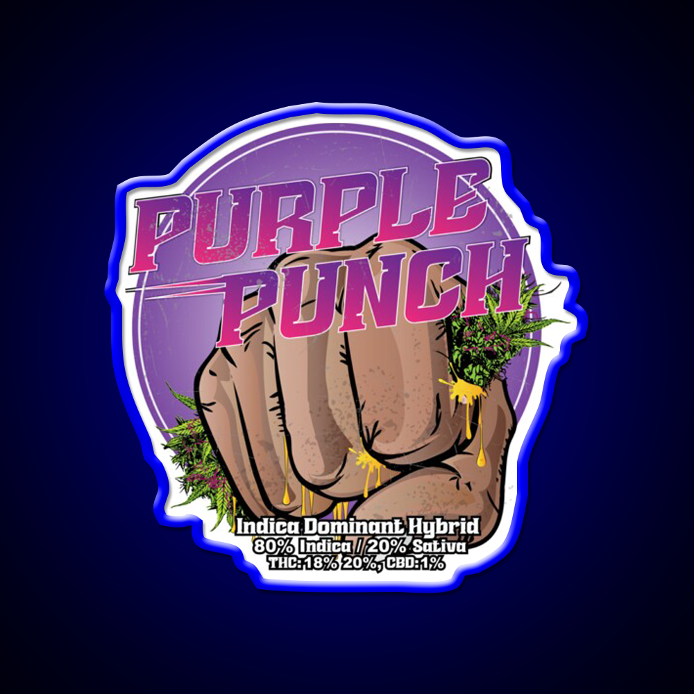 Purple Punch Strain Art Hemp Inspired Green Leaf Led Neon Sign Rgb Color - LED neon sign view 5