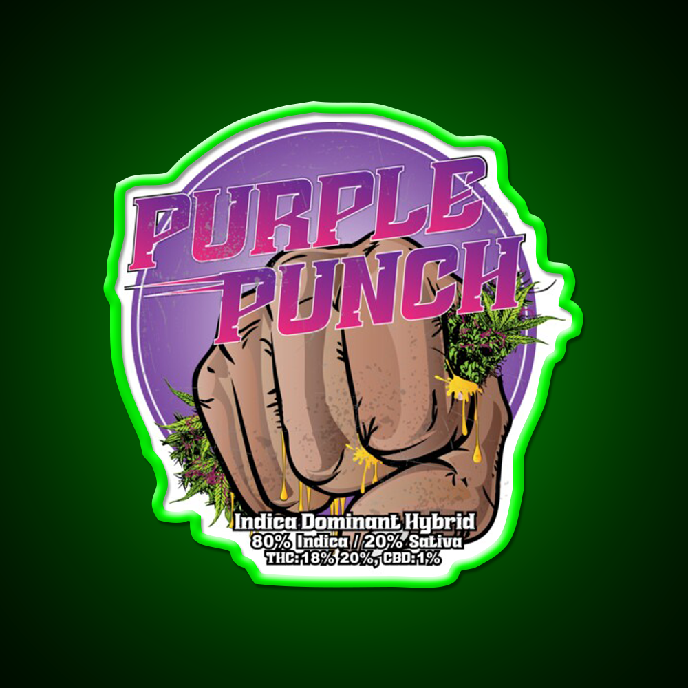 Purple Punch Strain Art Hemp Inspired Green Leaf Led Neon Sign Rgb Color - LED neon sign view 8