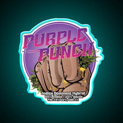 Purple Punch Strain Art Hemp Inspired Green Leaf Led Neon Sign Rgb Color - Shineneon