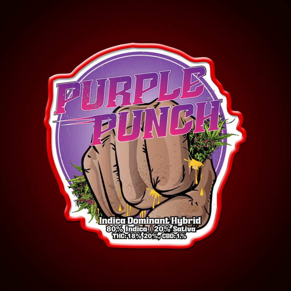 Purple Punch Strain Art Hemp Inspired Green Leaf Led Neon Sign Rgb Color - Shineneon