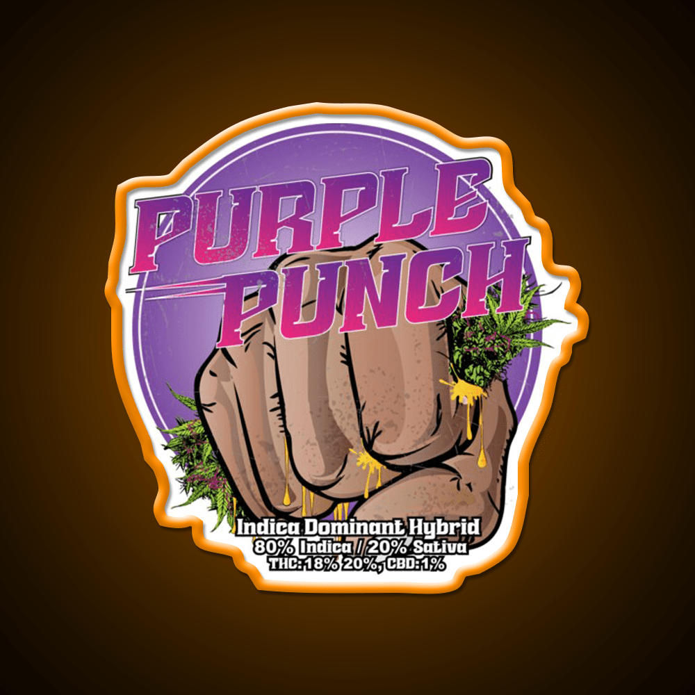 Purple Punch Strain Art Hemp Inspired Green Leaf Led Neon Sign Rgb Color - Shineneon