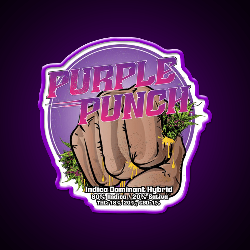 Purple Punch Strain Art Hemp Inspired Green Leaf Led Neon Sign Rgb Color - Shineneon