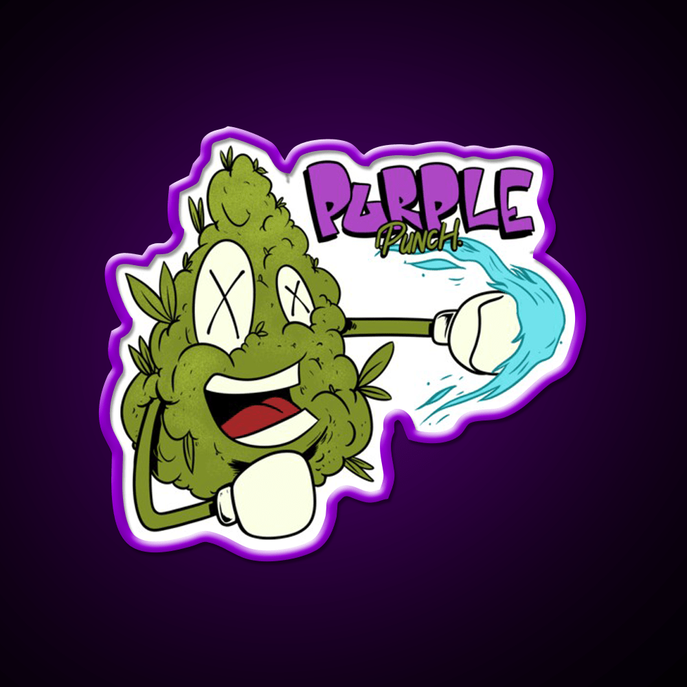 Purple Punch Weed Strain Hemp Inspired Green Leaf Led Neon Sign Rgb Color - Shineneon