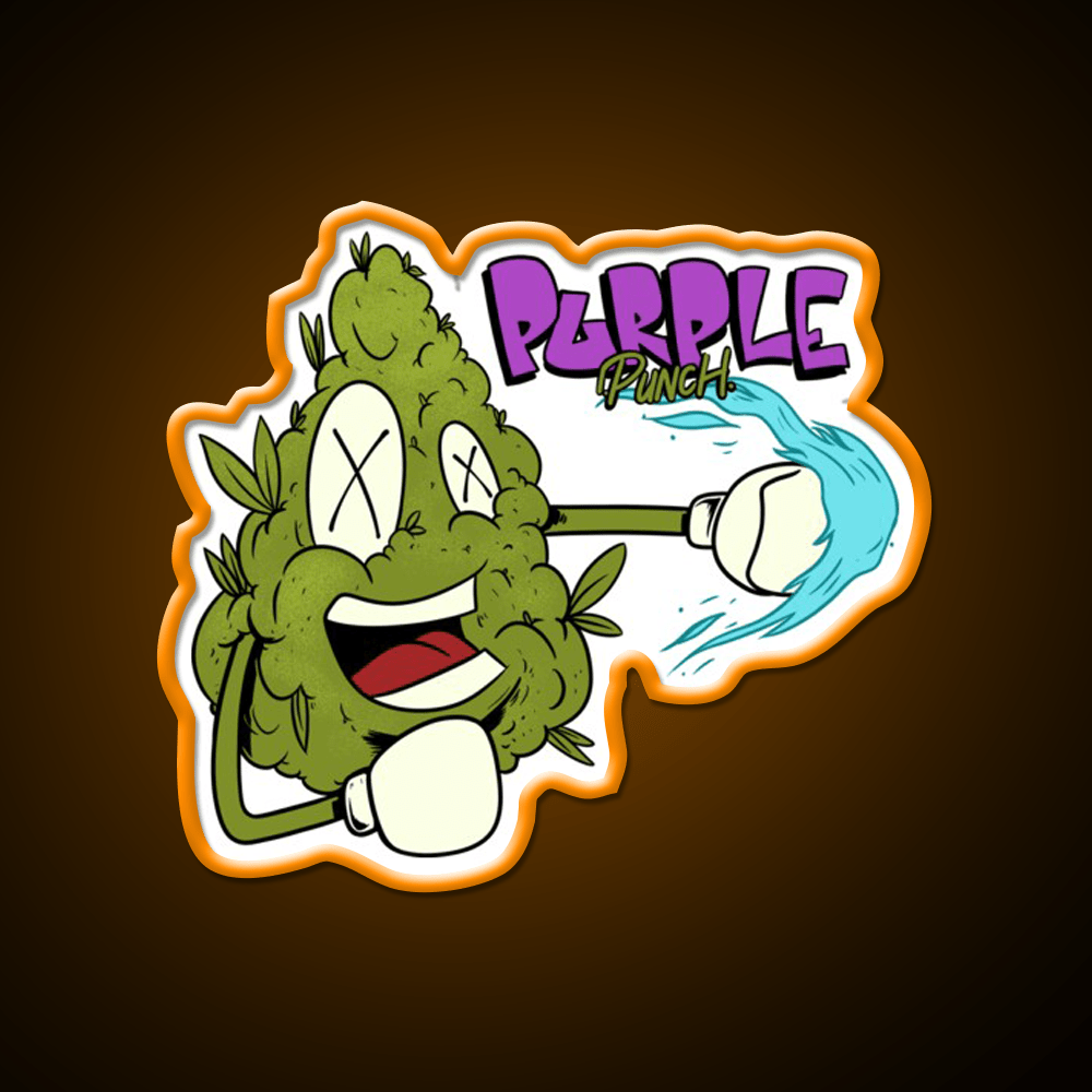 Purple Punch Weed Strain Hemp Inspired Green Leaf Led Neon Sign Rgb Color - Shineneon