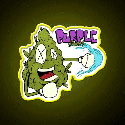 Purple Punch Weed Strain Hemp Inspired Green Leaf Led Neon Sign Rgb Color - Custom LED neon sign front view