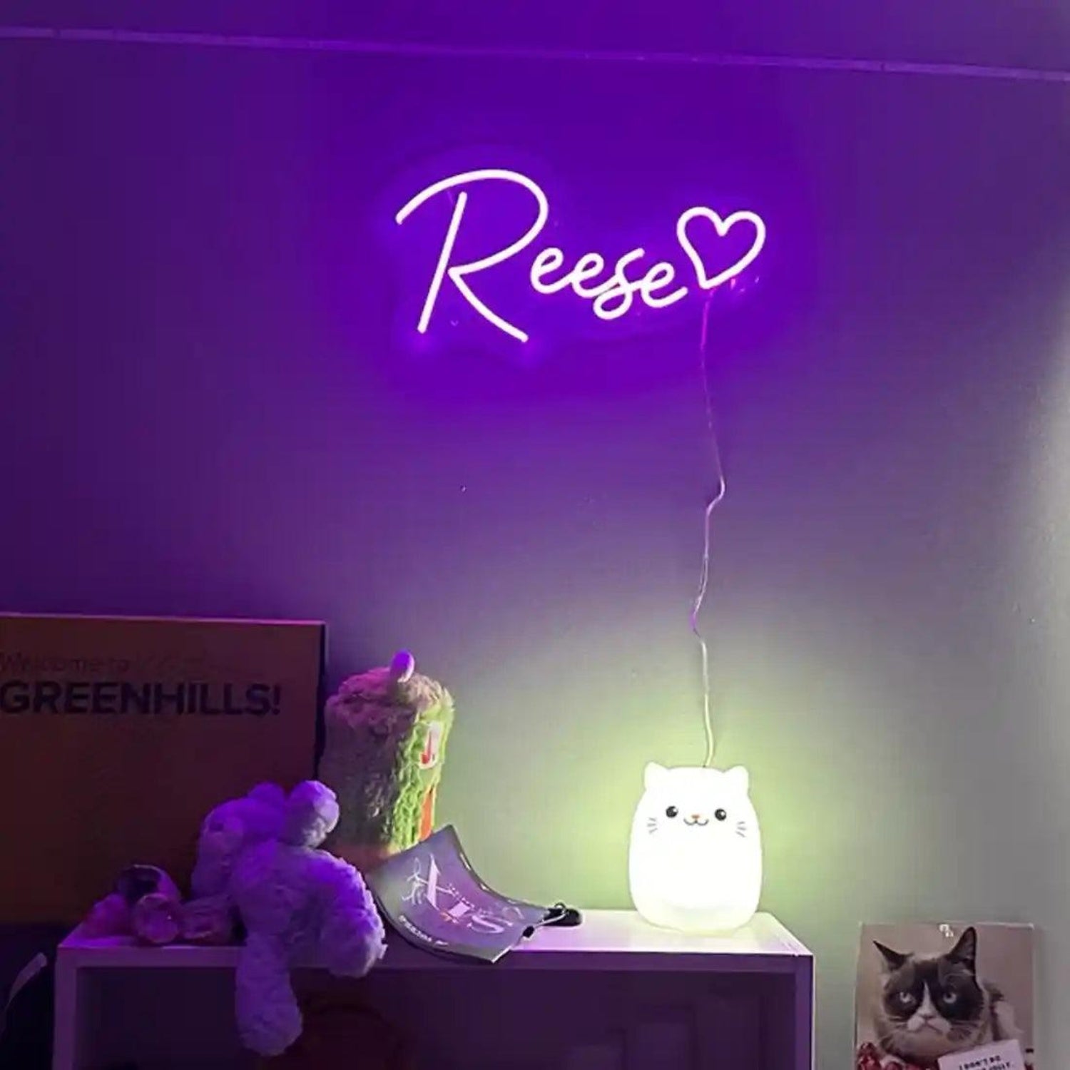 Purple Reese Heart Led Neon Sign Romantic Bedroom Decor | Shineneon