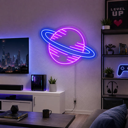 Purple Saturn Galaxy Neon Sign LED Neon Sign real lifestyle scene