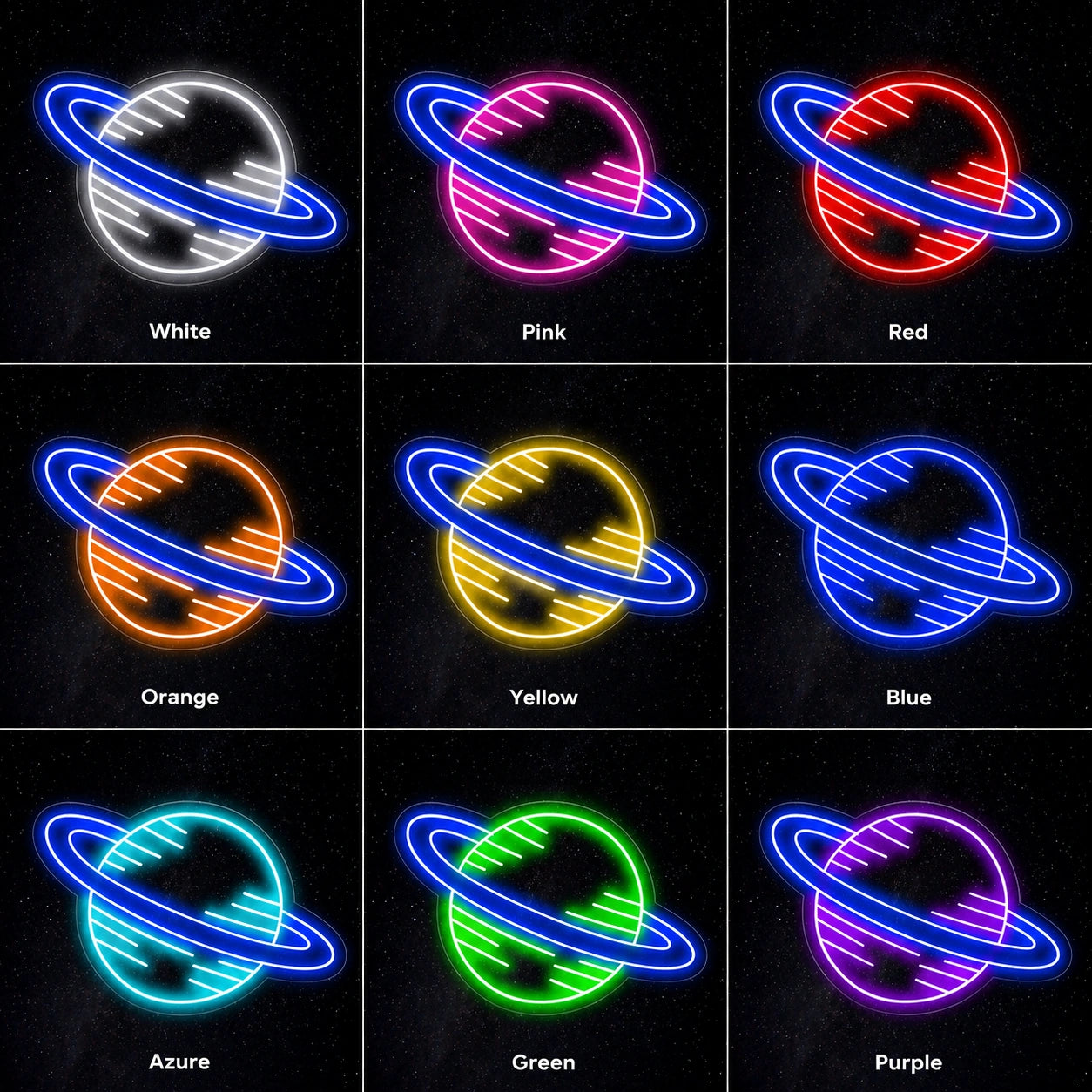 Purple Saturn Galaxy Neon Sign LED Neon Sign color grid