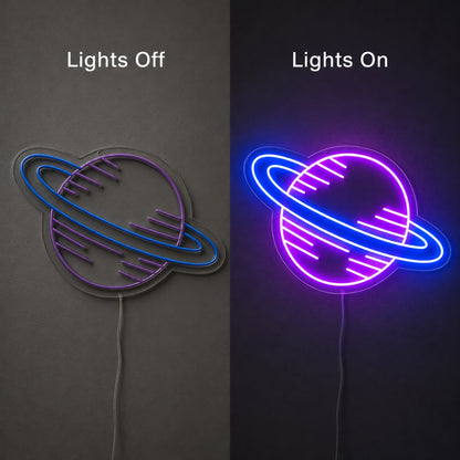 Purple Saturn Galaxy Neon Sign LED Neon Sign day and night comparison