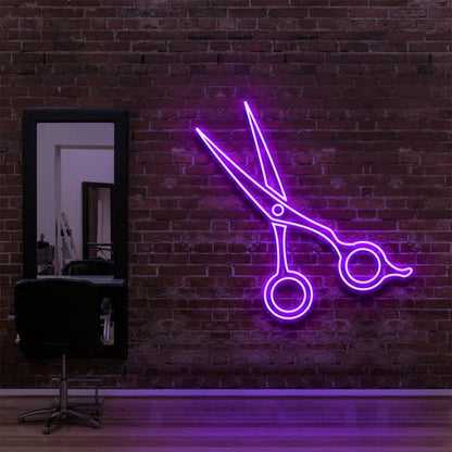 Purple Scissors Led Neon Sign For Hair Salon Decor | Shineneon