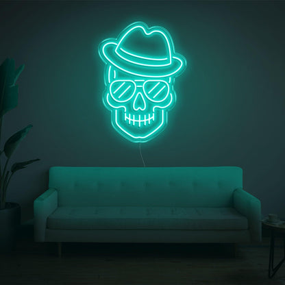 Purple Skull With Hat Glasses Led Neon Sign For Home Bar Cafe Decor | Shineneon