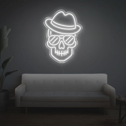 Purple Skull With Hat Glasses Led Neon Sign For Home Bar Cafe Decor | Shineneon