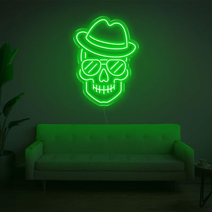 Purple Skull With Hat Glasses Led Neon Sign For Home Bar Cafe Decor | Shineneon