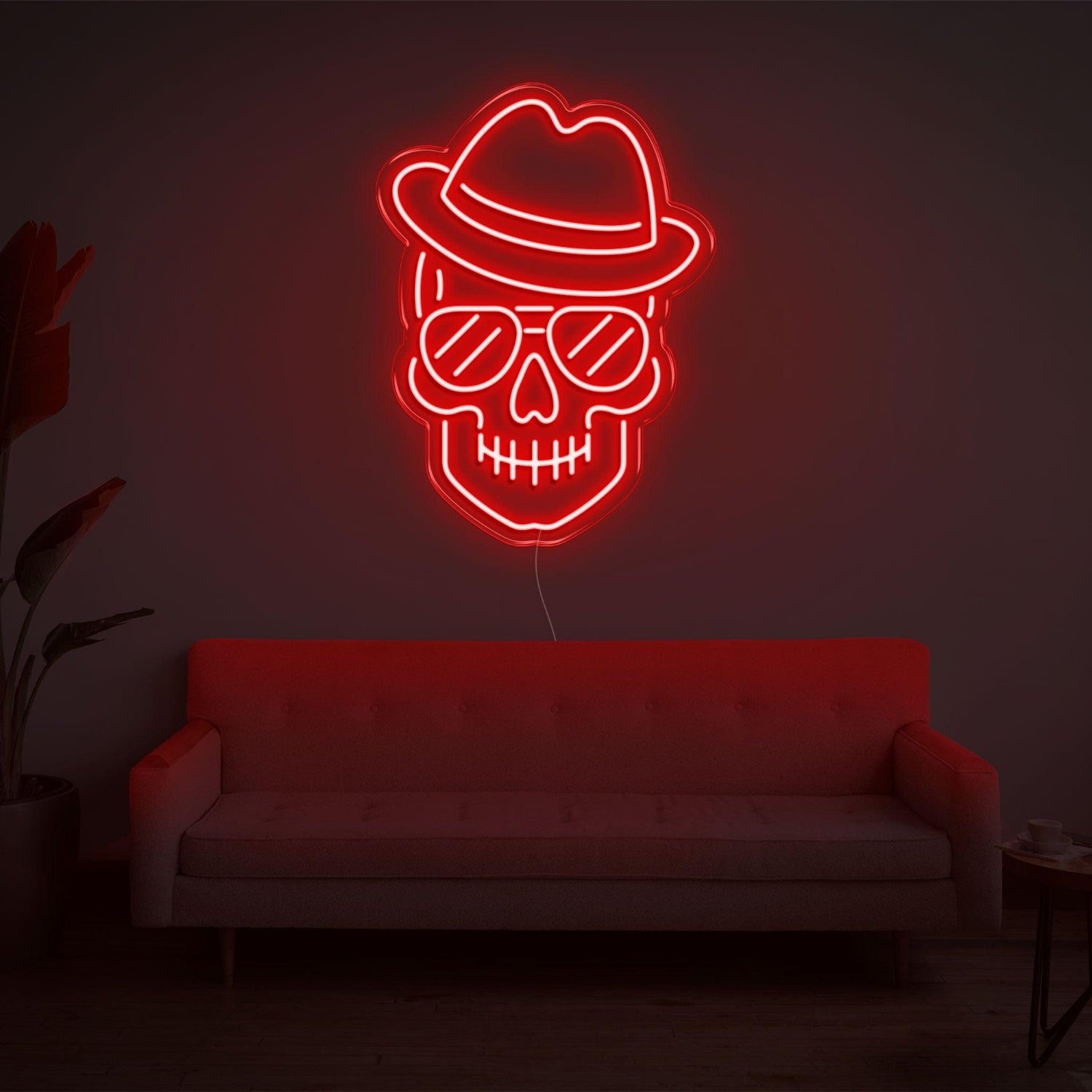 Purple Skull With Hat Glasses Led Neon Sign For Home Bar Cafe Decor | Shineneon