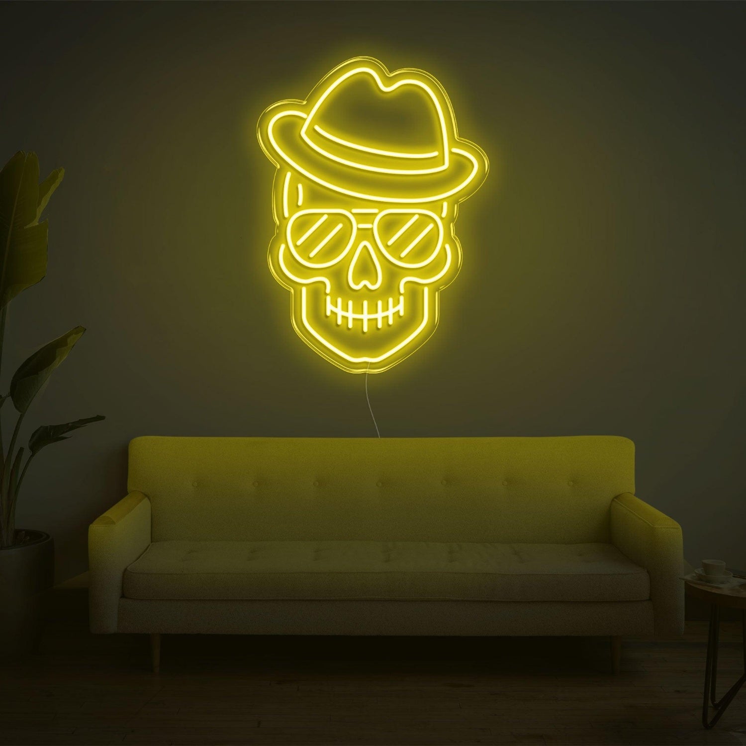 Purple Skull With Hat Glasses Led Neon Sign For Home Bar Cafe Decor | Shineneon
