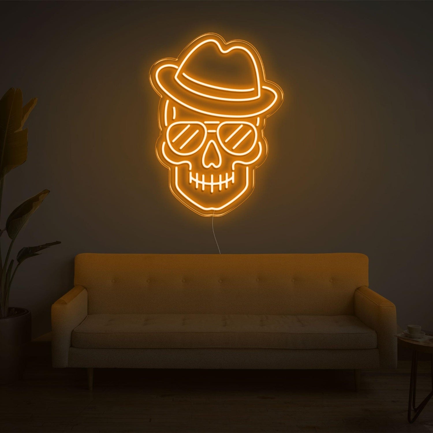 Purple Skull With Hat Glasses Led Neon Sign For Home Bar Cafe Decor | Shineneon