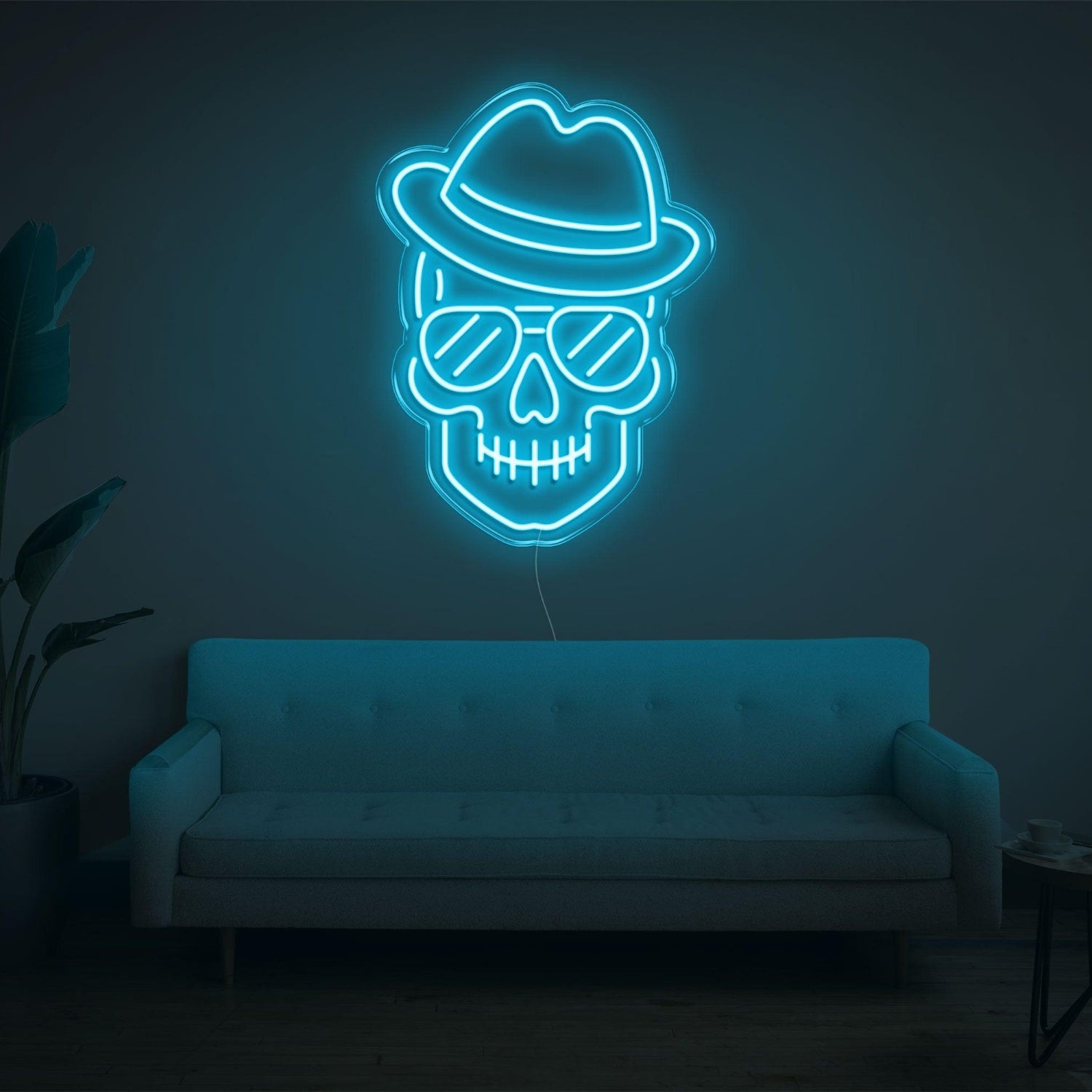 Purple Skull With Hat Glasses Led Neon Sign For Home Bar Cafe Decor | Shineneon