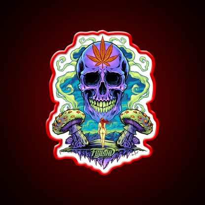 Purple Skull With Mushrooms Hemp Inspired Green Leaf Led Neon Sign Rgb Color - LED neon sign view 10