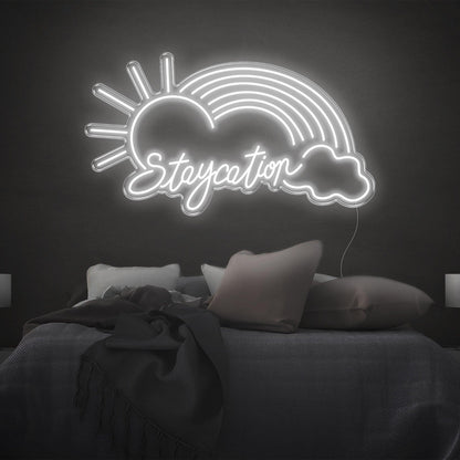Purple Sun Rainbow Cloud Staycation Led Neon Sign For Bedroom Decor | Shineneon
