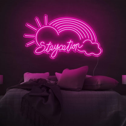 Purple Sun Rainbow Cloud Staycation Led Neon Sign For Bedroom Decor | Shineneon