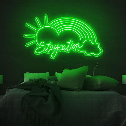 Purple Sun Rainbow Cloud Staycation Led Neon Sign For Bedroom Decor | Shineneon