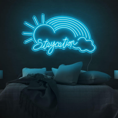 Purple Sun Rainbow Cloud Staycation Led Neon Sign For Bedroom Decor | Shineneon