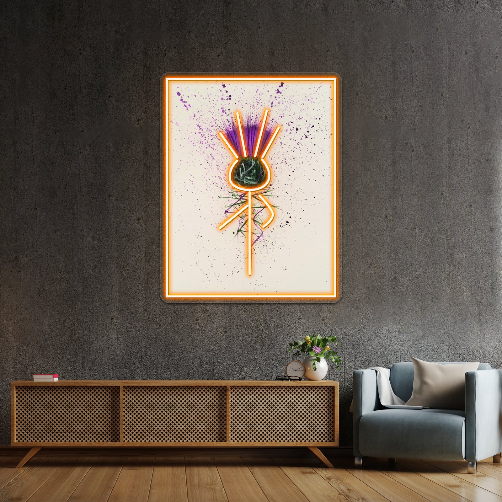 Purple Thistle Elegant Style Wall Artwork Neon Signs | Shineneon