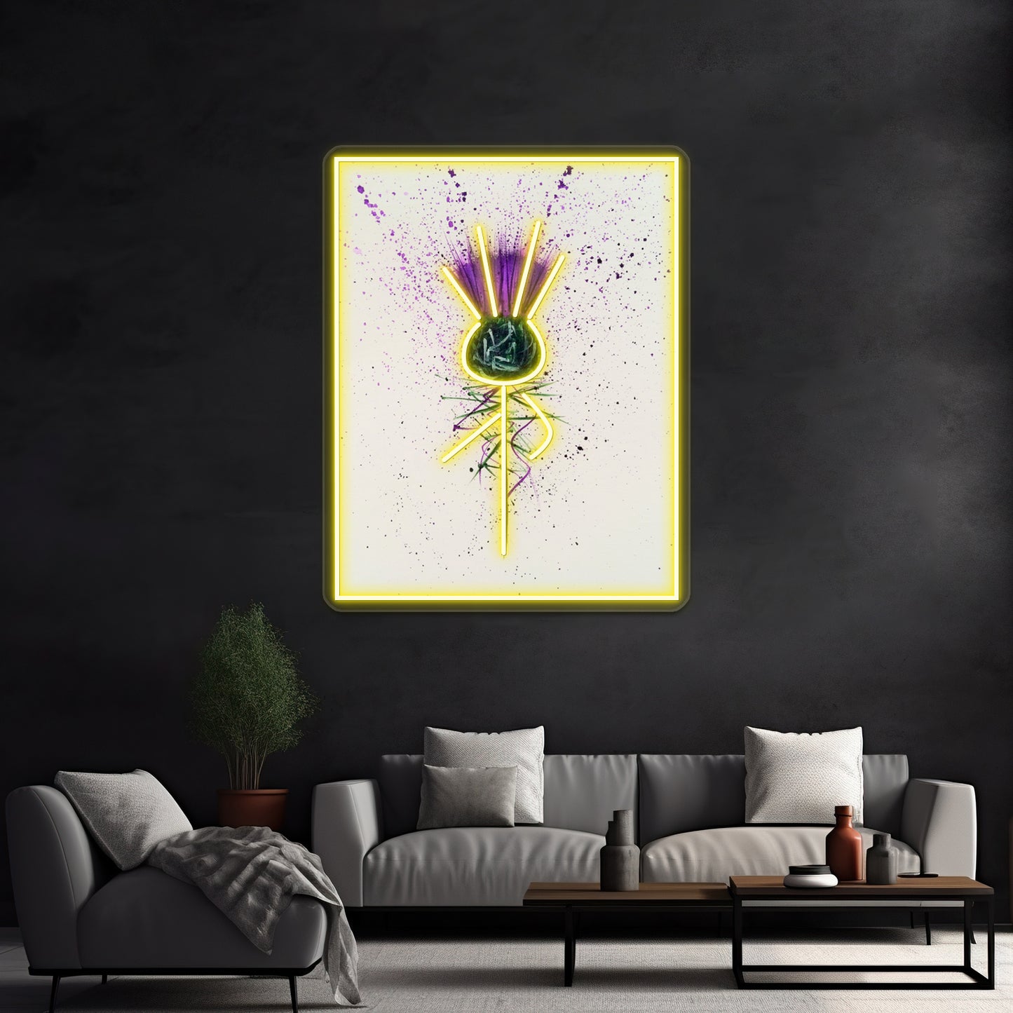 Purple Thistle Elegant Style Wall Artwork Neon Signs