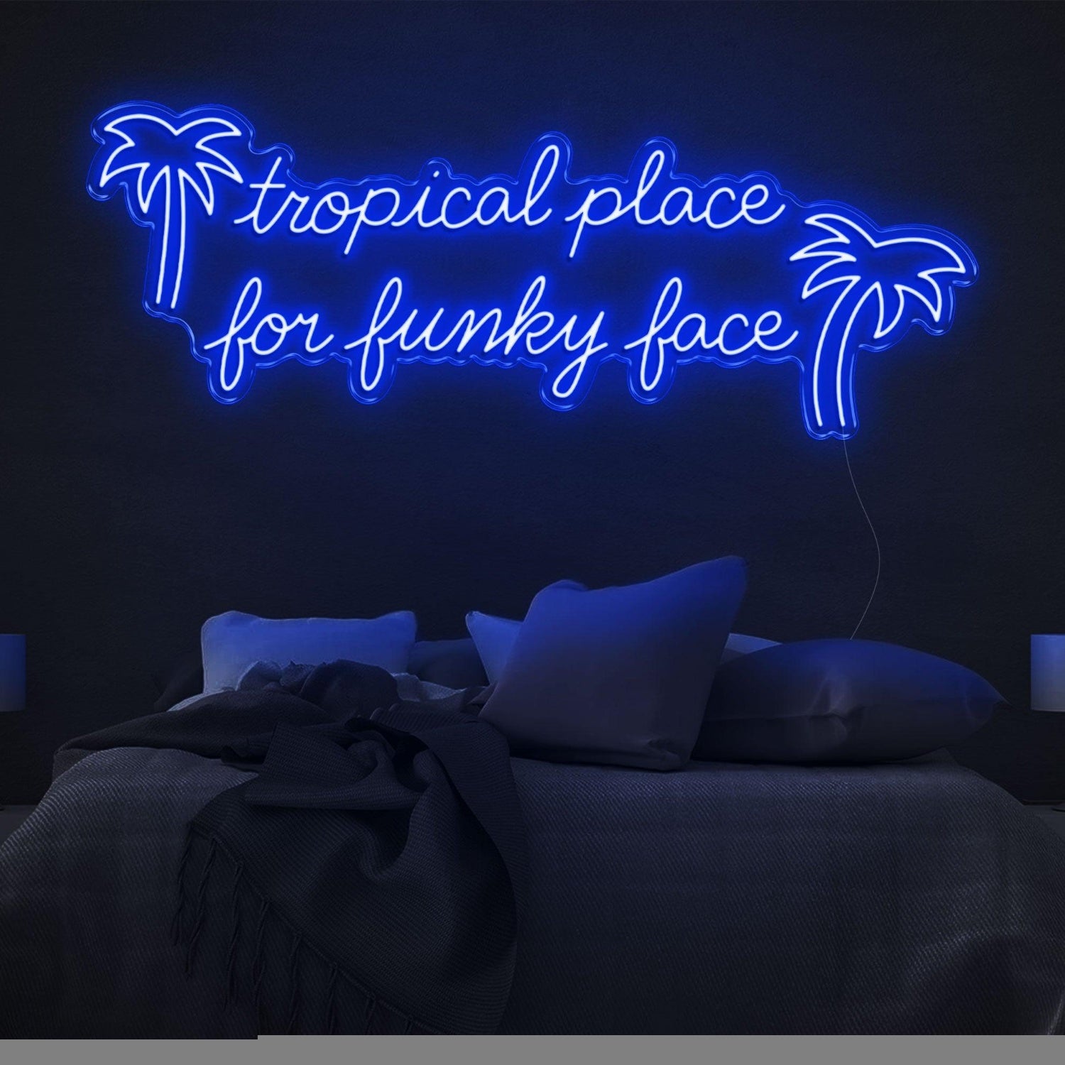 Purple Tropical Palm Funky Face Led Neon Sign For Bedroom Wall Decor | Shineneon