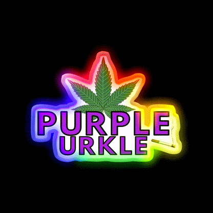 Purple Urkle Hemp Inspired Green Leaf Led Neon Sign 420 Neon Decor Rgb Color - LED neon sign close-up detail