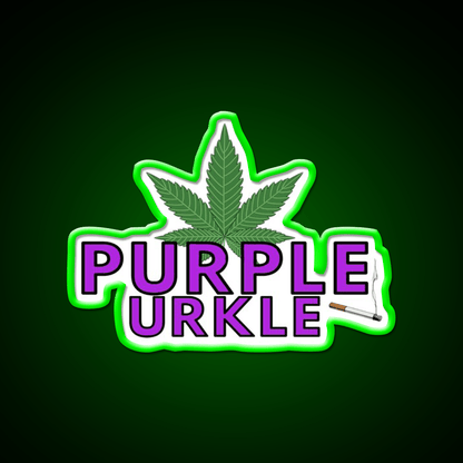 Purple Urkle Hemp Inspired Green Leaf Led Neon Sign 420 Neon Decor Rgb Color - Shineneon