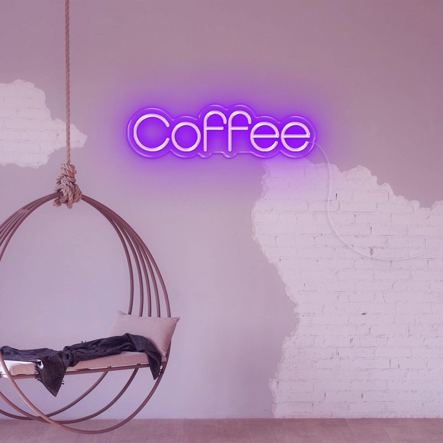 Purple-White Coffee Led Neon Sign For Cafe Wall Decor | Shineneon