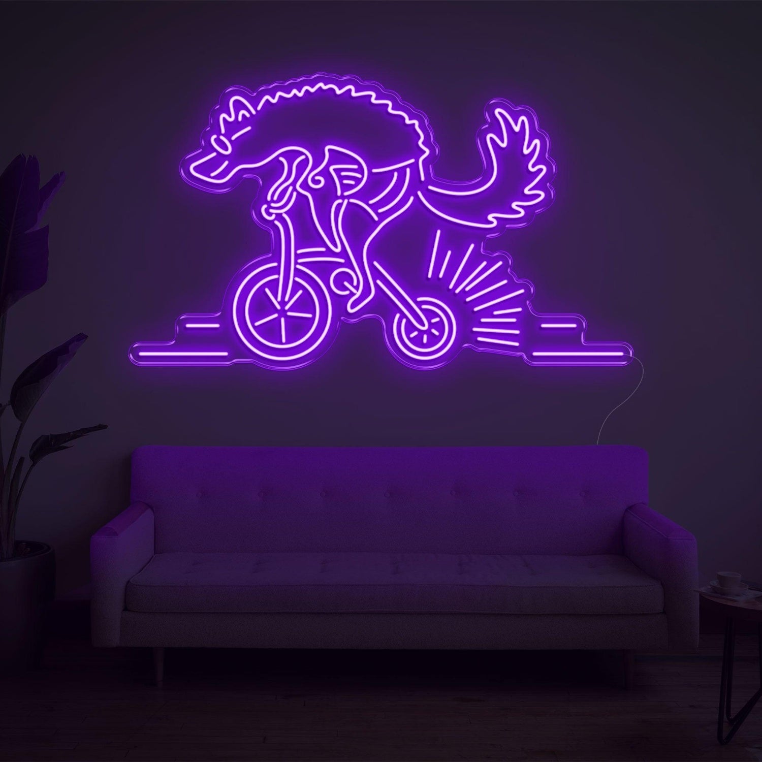 Purple Wolf Riding Bike Led Neon Sign For Modern Home Wall Decor | Shineneon