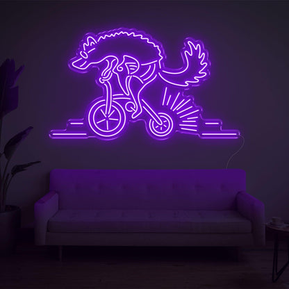 Purple Wolf Riding Bike Led Neon Sign For Modern Home Wall Decor | Shineneon
