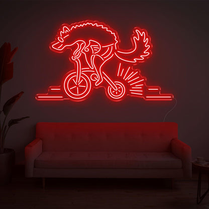 Purple Wolf Riding Bike Led Neon Sign For Modern Home Wall Decor | Shineneon
