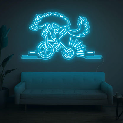Purple Wolf Riding Bike Led Neon Sign For Modern Home Wall Decor | Shineneon