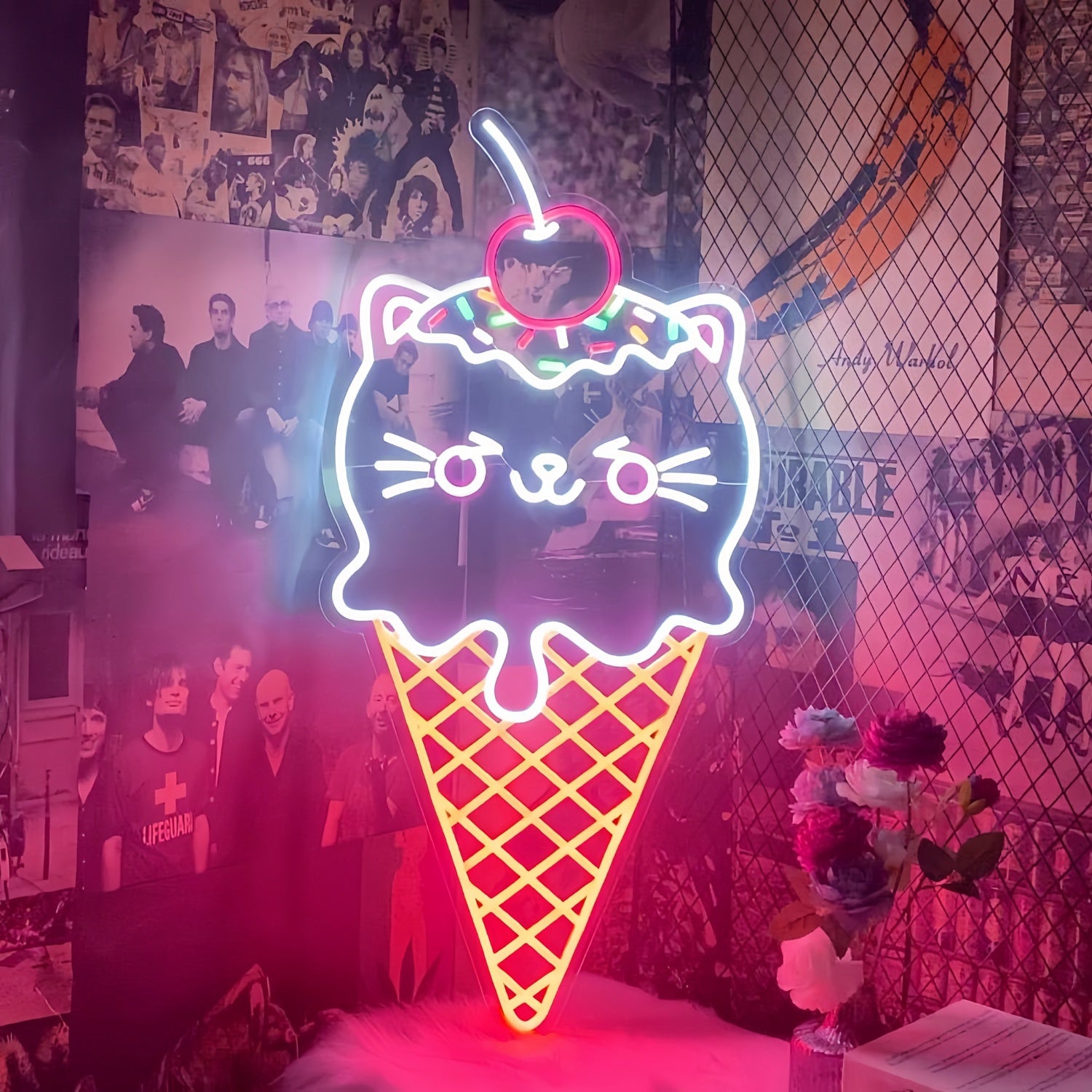 Purrfect Treat Cat Shaped Ice Cream Led Neon Sign | Shineneon