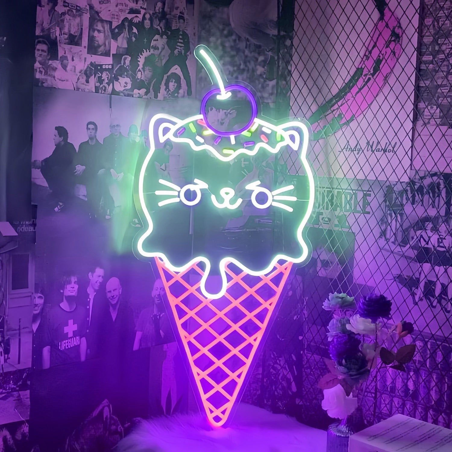 Purrfect Treat Cat Shaped Ice Cream Led Neon Sign - Shineneon