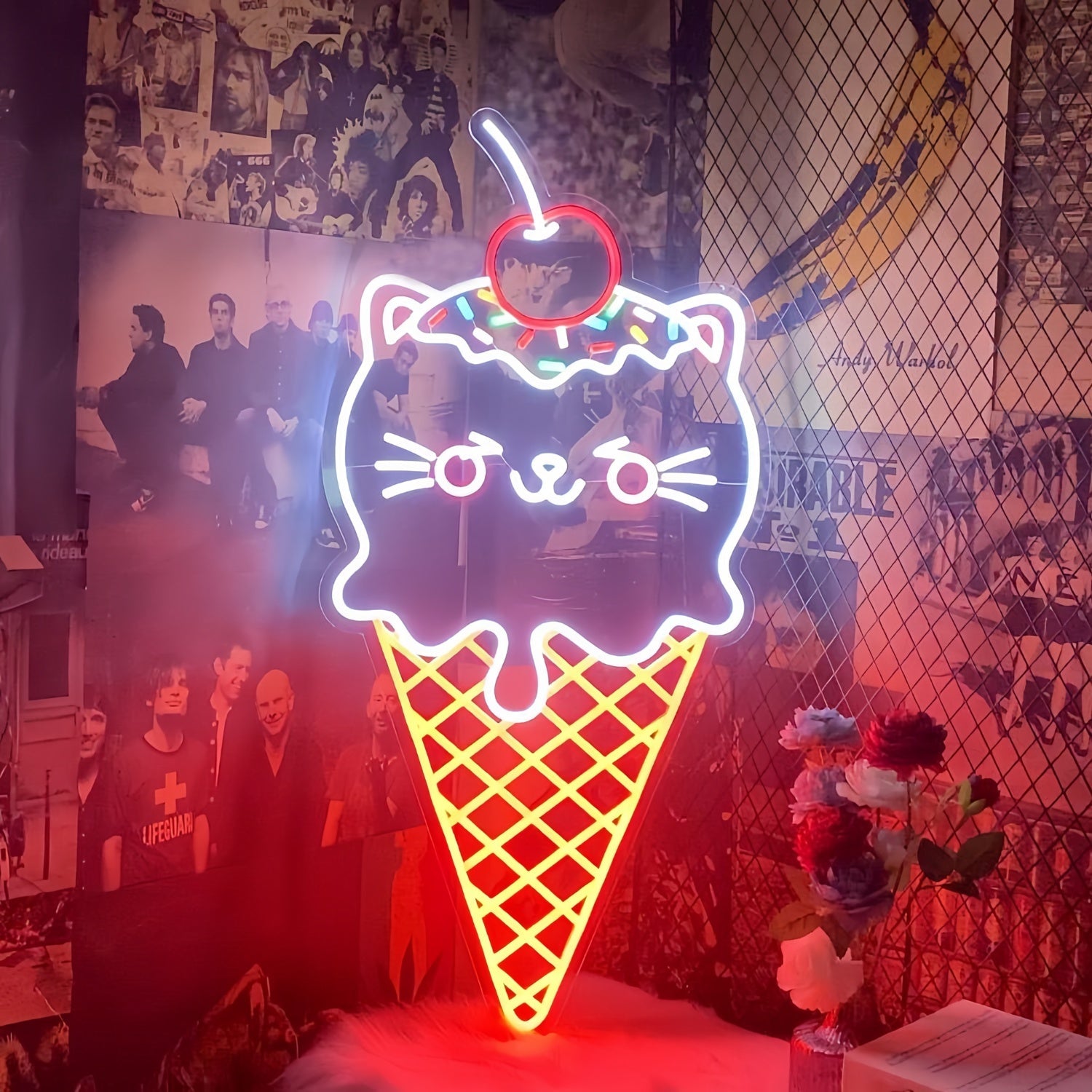 Purrfect Treat Cat Shaped Ice Cream Led Neon Sign - Shineneon