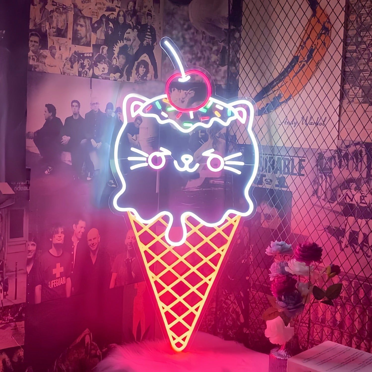 Purrfect Treat Cat Shaped Ice Cream Led Neon Sign - Shineneon