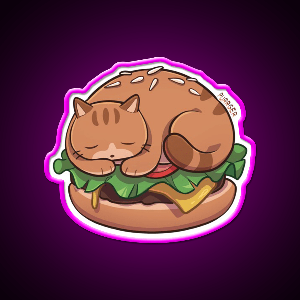 Purrger Fast Food Led Neon Sign For Burger Place Rgb Color - Shineneon