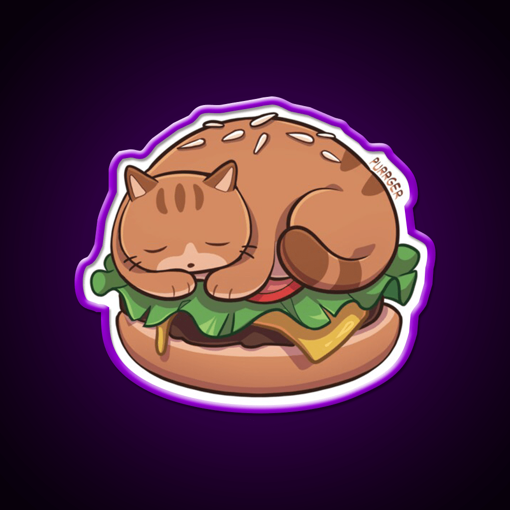 Purrger Fast Food Led Neon Sign For Burger Place Rgb Color - Shineneon