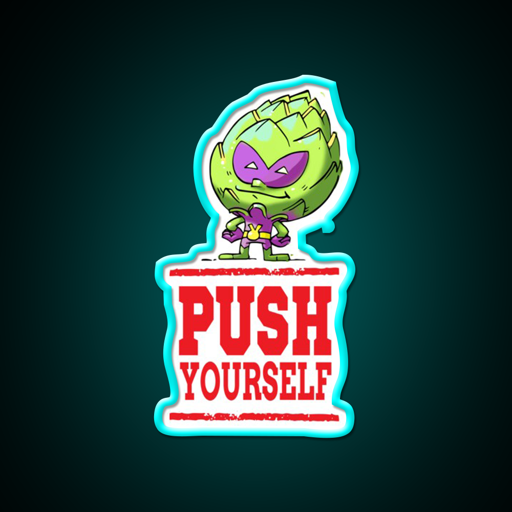 Push Yourself Artichoke Alien Workout Gym Fitness Led Neon Sign Rgb Color