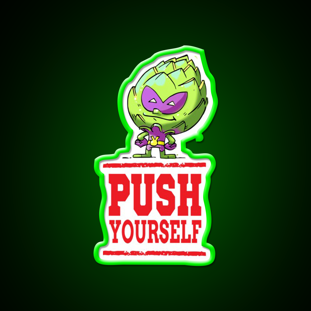Push Yourself Artichoke Alien Workout Gym Fitness Led Neon Sign Rgb Color