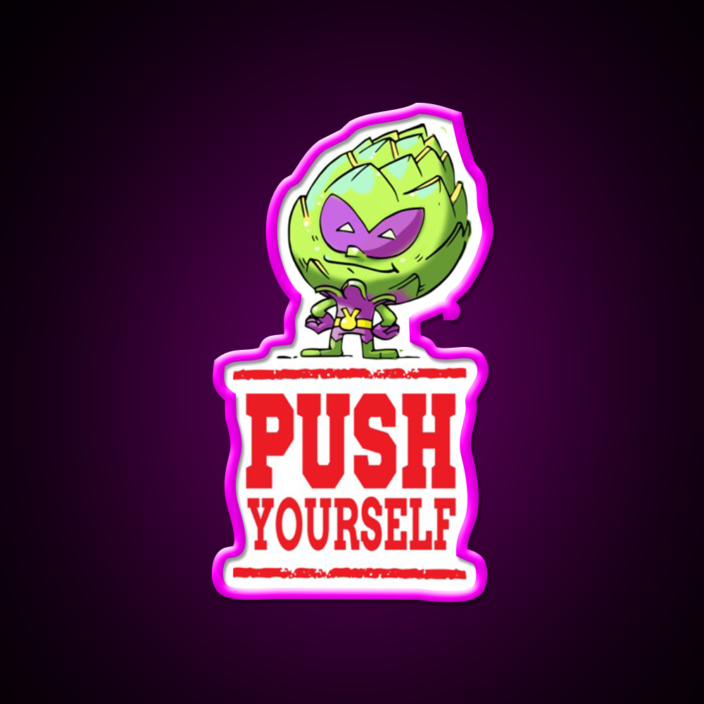 Push Yourself Artichoke Alien Workout Gym Fitness Led Neon Sign Rgb Color